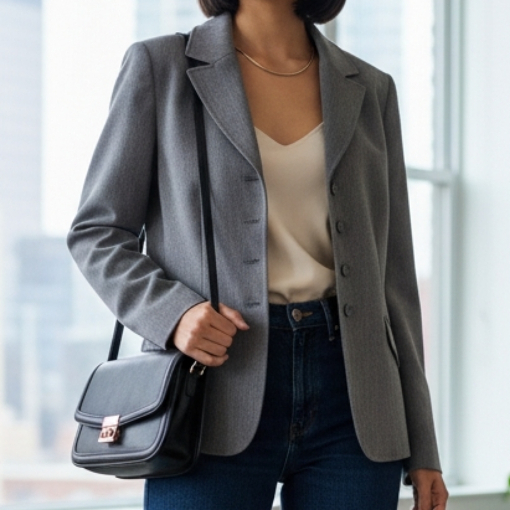 Tahari ASL 8 Old Money Modern Contemporary Corporate Girlie Tailored Blazer